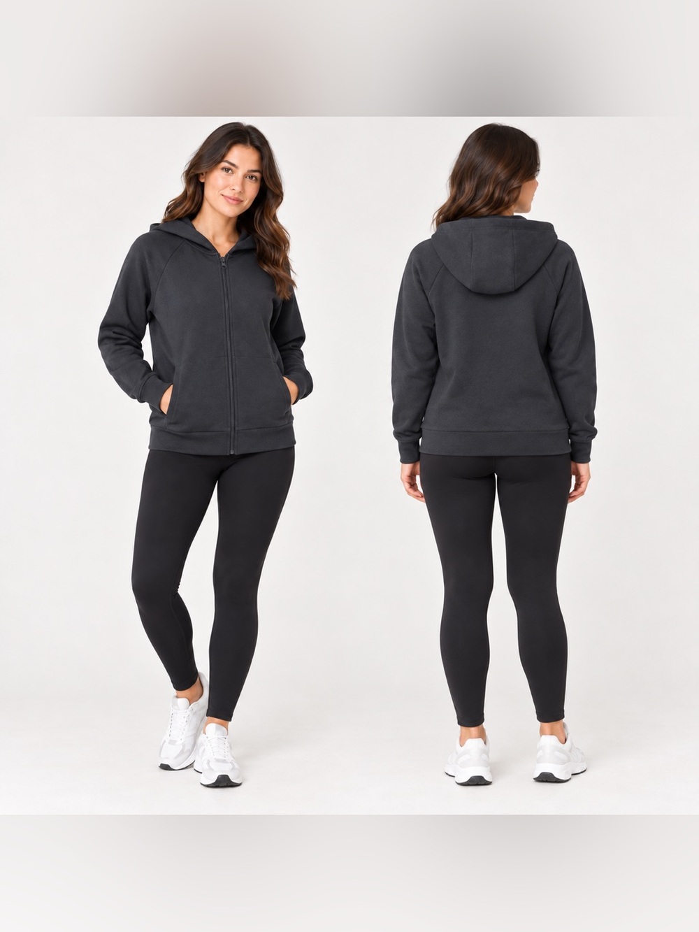 Women's Charcoal Zip-Up Hoodie - Classic Everyday Layer